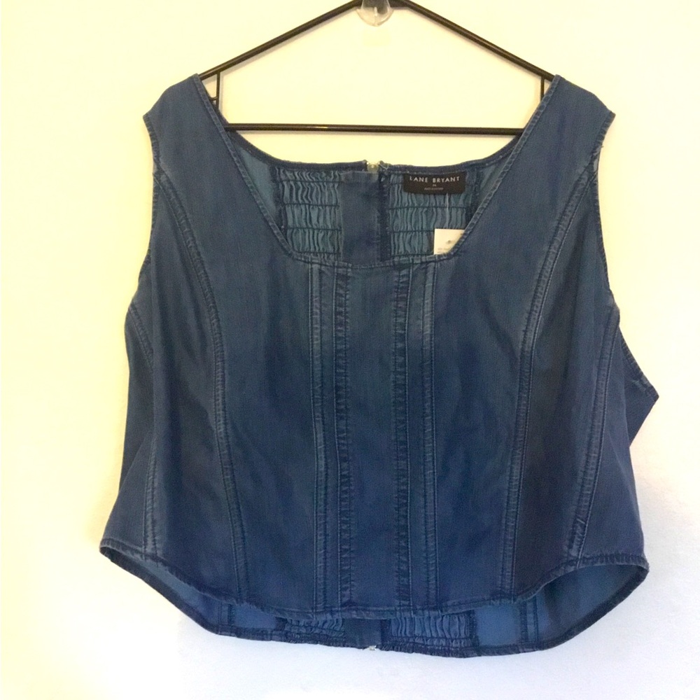 Denim zip back crop top size 26 NWT